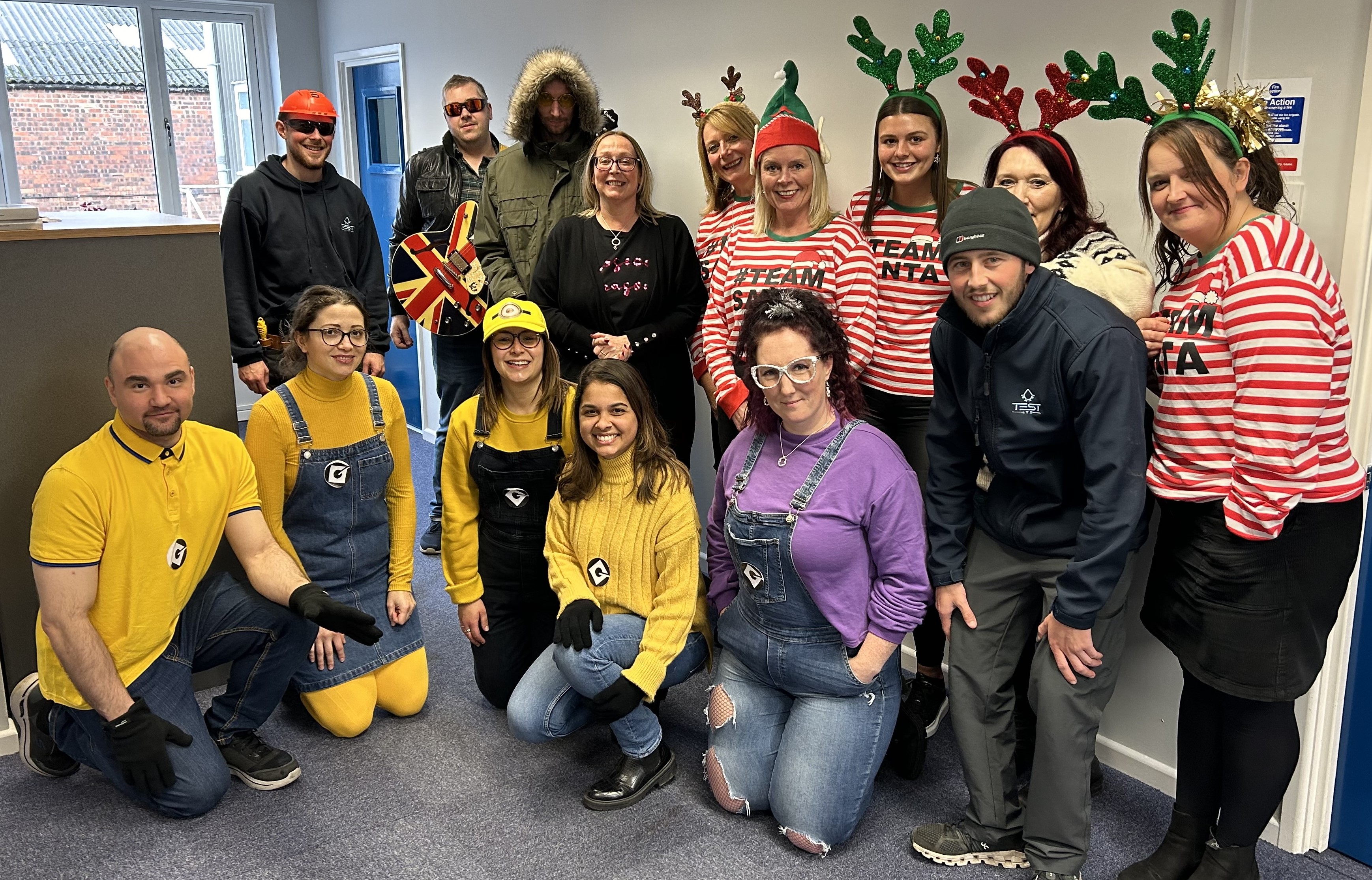 TEST Ltd Staff Christmas fancy dress in aid of BowelBabe, a cause close to our hearts.